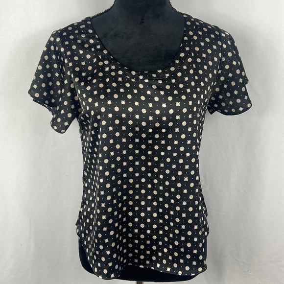 Banana Republic Tops - Banana Republic Black Blouse with Star Print and Key Hole Cut Out